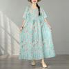 DIMANAF New 2026 Summer Women Plus Size Beach Vintage Long Dress Loose Oversize Maxi Floral Print