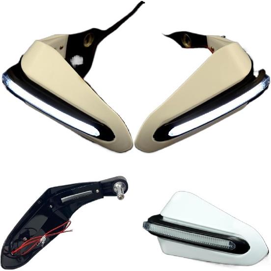 Motorcycle Handguards With LED Lights Motorbike Accessories Modification Protective Gear Compatible With ATV Bike Off(Green)