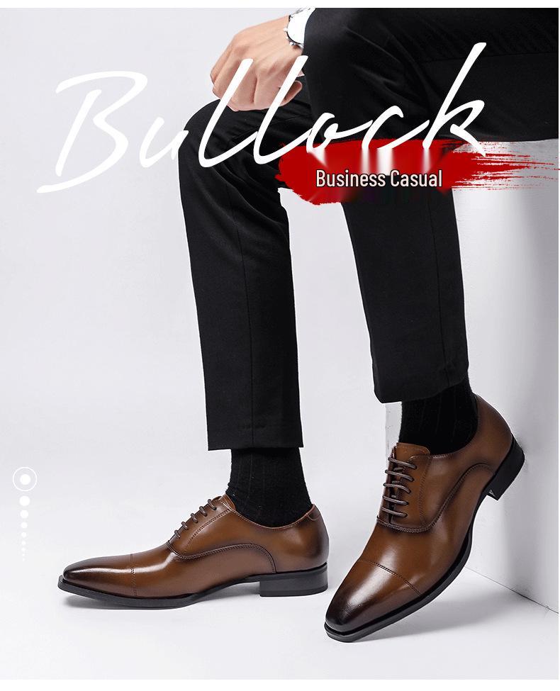 Men's Plus Size Genuine Leather Formal Wedding Shoes - Three-Piece Square Toe Design.