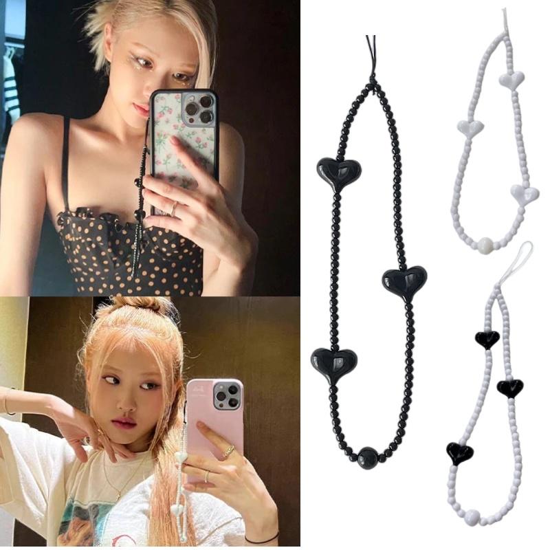 Same Blackpink Jennie Pink Love Mobile Phone Chain Anti Lost Rope Strap Hanging