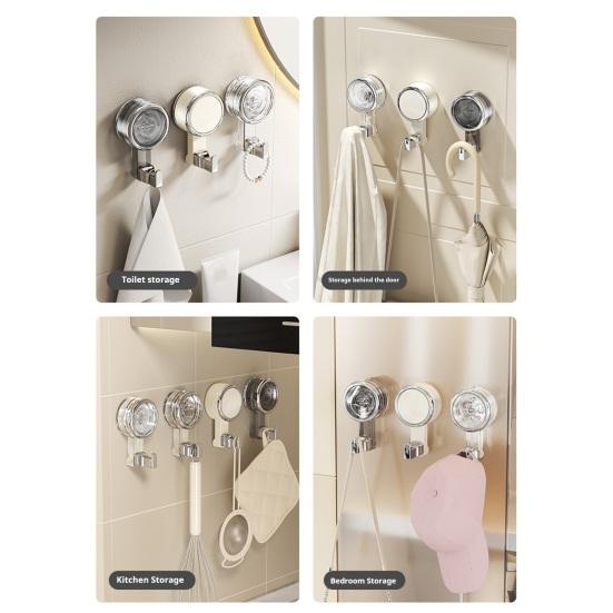 Rotating Suction Cup Hooks with Vacuum Lock Heavy-Duty Waterproof Hooks Reusable Space-Saving Organizer for Bathroom Kitchen
