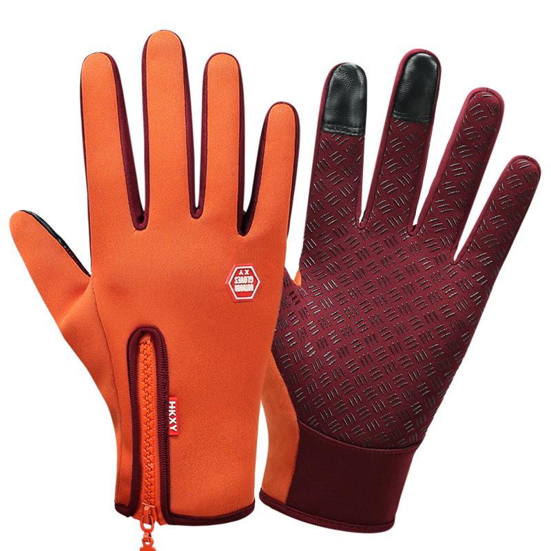 Unisex wasserdichte Handschuhe mit Fleecefutter: Touchscreen, Kältefest, mit Reißverschluss für Outdoor-Radfahren & Motorradfahren