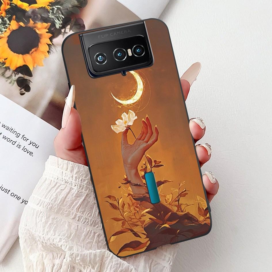 For Asus Zenfone 7 ZS670KS Case I002D Popular Flower Soft Black Silicone Phone Cover For Zenfone 7 Pro ZS671KS Funda I002DD Capa