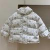 Doudoune Fille Vêtements d'Hiver Petit Frais Floral à Capuche Duvet de Canard Blanc Veste Chaude Tendance