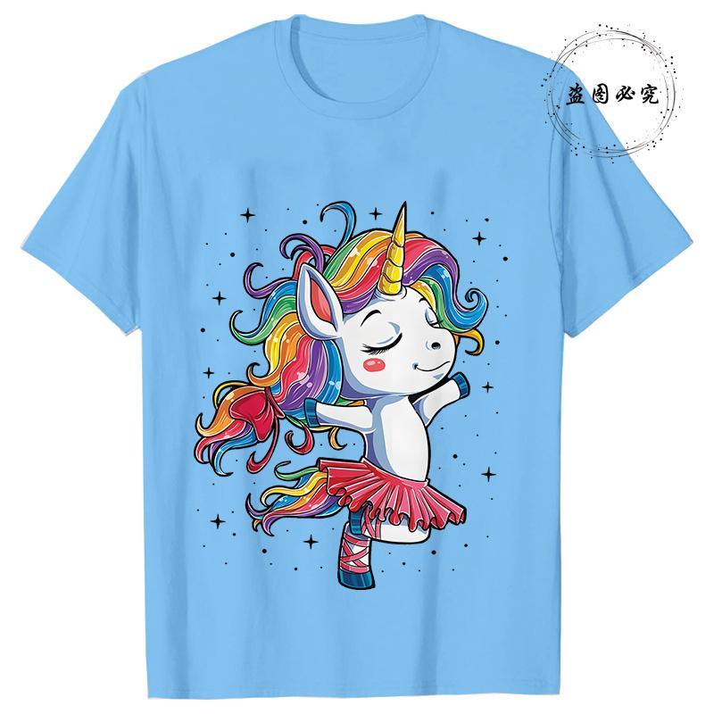 

Unicorn Ballet TShirt for Unisex Dance Designer Anime Top Girl Graphic T Shirts Funny Short Sleeve Female Clothing Dance Tees S