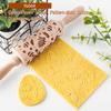 Easter Pattern Rabbit Egg Carrot Chicken Embossing Wood Stamps Rolling Pin Baking Cookie Fondant Cake Textured Roller