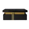 Tavolino Rettangolare Moderno con Piano ad Alta Lucentezza con 2 Cassetti in Legno, Piano Marmo, per Soggiorno, 100*50*40 cm