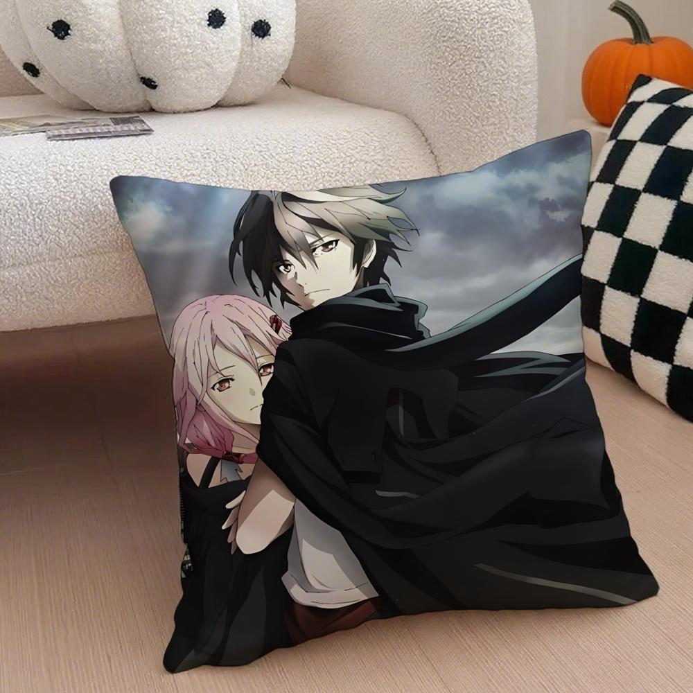 Guilty Crown Pillow Case Anti-dustmite Pillowcase Invisible zipper silky short plush Sofa cushion cover