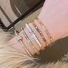 Gold Plated Zircon Titanium Steel Korean Minimalist Bangle | Versatile High-End Bracelet for Women
