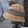 New Splicing Bucket Hat Women's Autumn and Winter Retro Face Small Versatile Stacking Basin Hat Casual Commuting