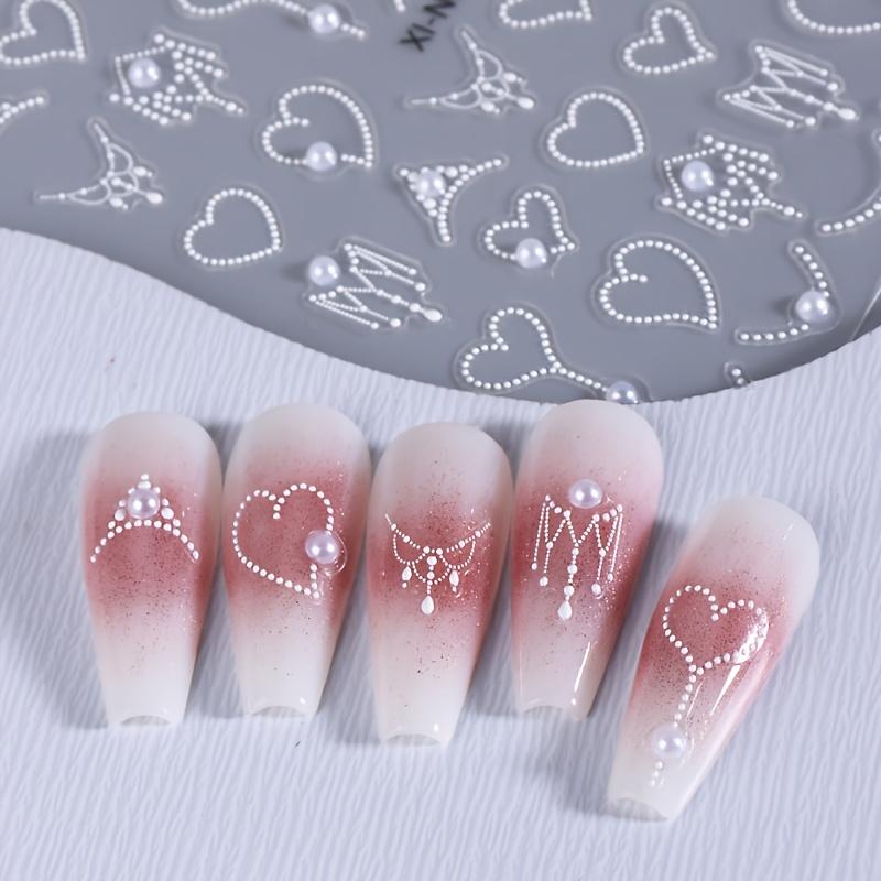 Nagelaufkleber 5D Simulation Perle Dekor Maniküre Decals DIY Selbstklebende Schieber Nageldekoration