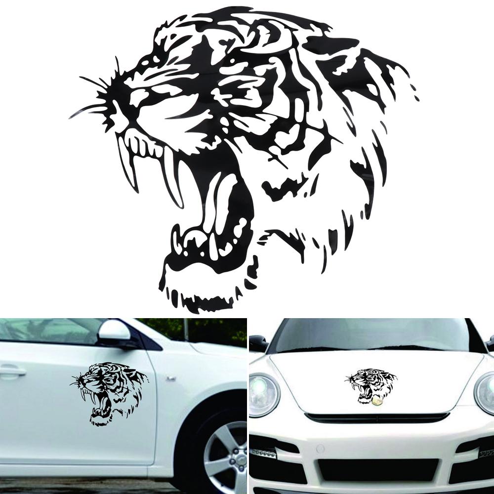 28CM Black Tiger Head Totem Car Body Bumper Home Wall Vinyl Decal Sticker Decor