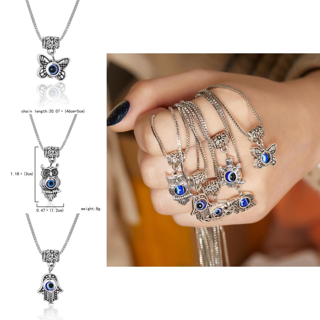 Butterfly And Elephant Alloy Pendant Chain With Blue Eyes For Trendy Fashion