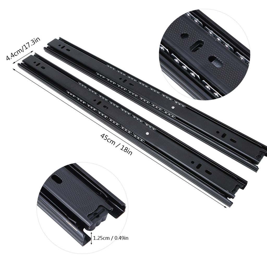 1 Pair 18 Inch   Bearing Cabinet Drawer Slider Runner Steel Slide Rails