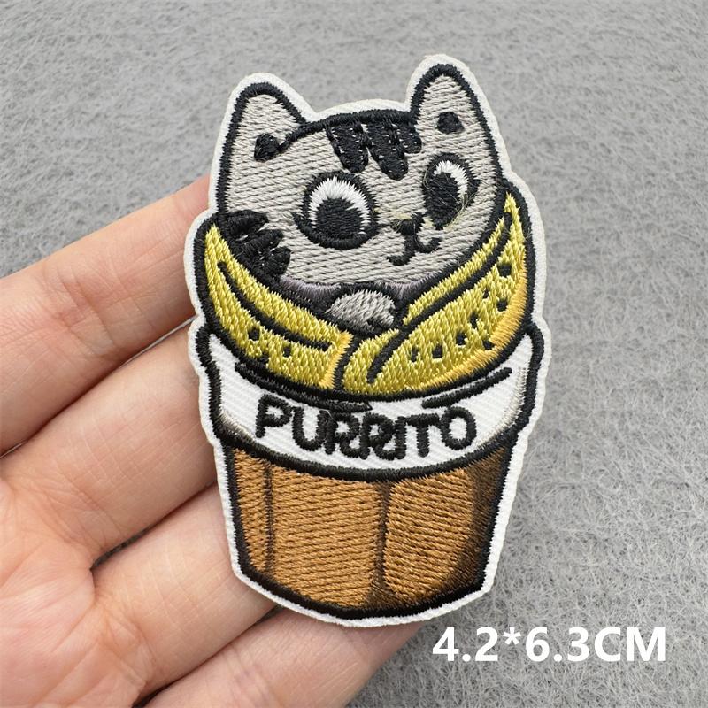 Team Cat Embroidery Patches Appliques For Clothing Diy Sewing Iron On Patches Punk Cartoon Stripes Decoration Accessories