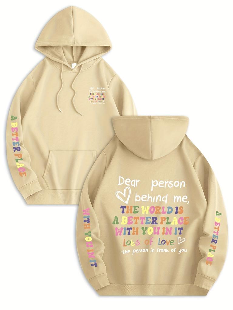The World Is A Better Place With You In It Printed Men Hip Hop Sports Hoodie, Positive Quote Double Sleeve Casual Loose Sweatshirt