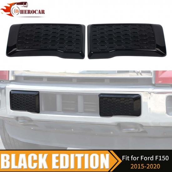 2Pcs Front Bumper Guards Pads Cover Cap Trim For Ford F150 2015-20 Gloss Black