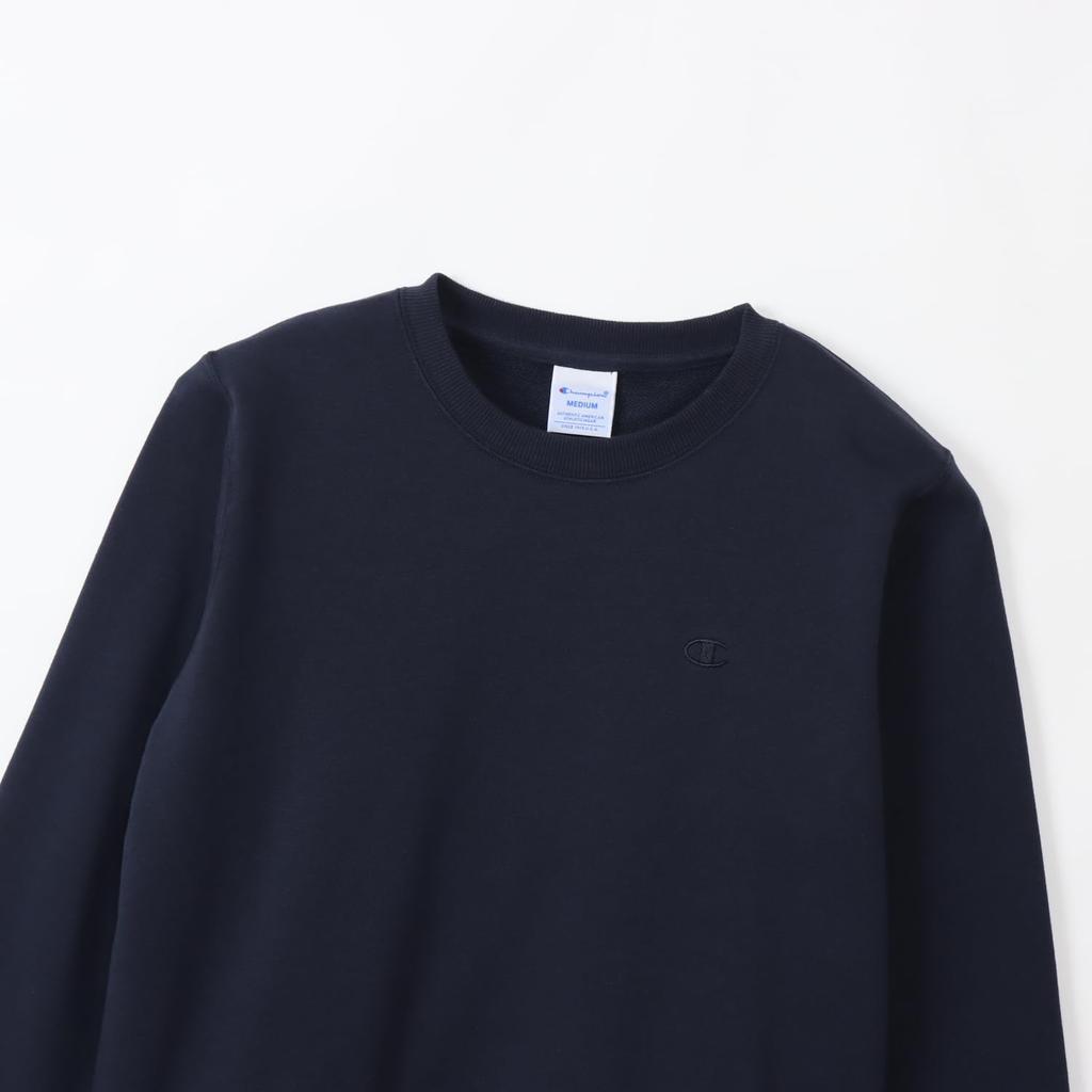 Champion Basic Crew Neck Long Embroidered Made In Women's Sweatshirt, Sleeve, Fleece, Cotton, USA, One-Point Logo, CW-Y018-370-S