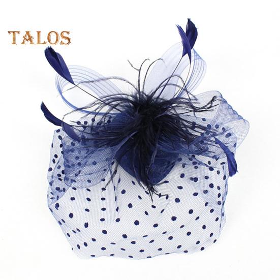 

Повязка на голову в виде цилиндра с перьями и сеткой, удобная в носке, стильный головной убор, повседневные вечерние аксессуары для волос для женщин синий