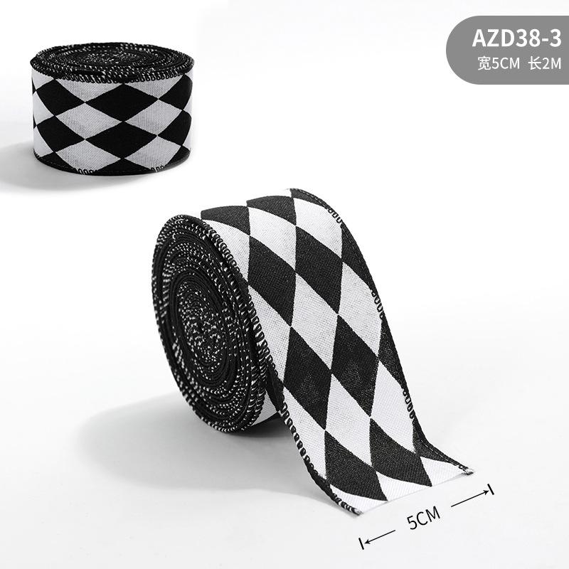 2M Imitation Hemp Christmas Black And White Checkered Ribbon Gift Packaging Christmas Flower Garland Bow Decoration Tie straps