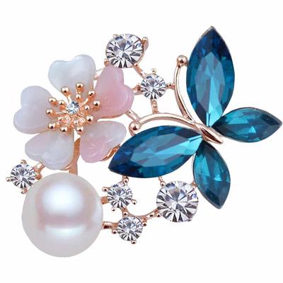 Flower Butterfly Pin Brooches For Women With Crystal Rhinestones Beautiful Gift Jewelry Brooch Broche De Flores