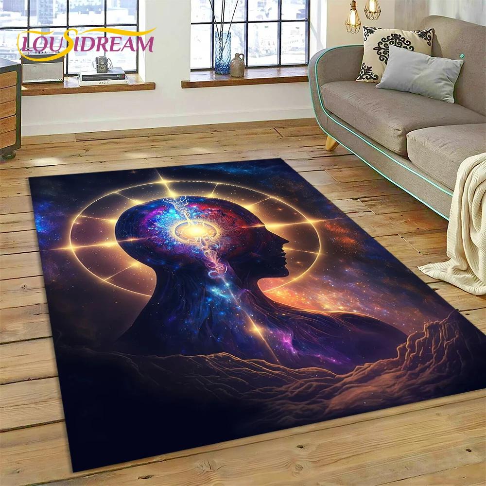 3D Yoga Meditation Rainbow 7 Chakra Carpet Rug for Bedroom Living Room Home Sofa Decoration,Children Game Large Decor Floor Mat