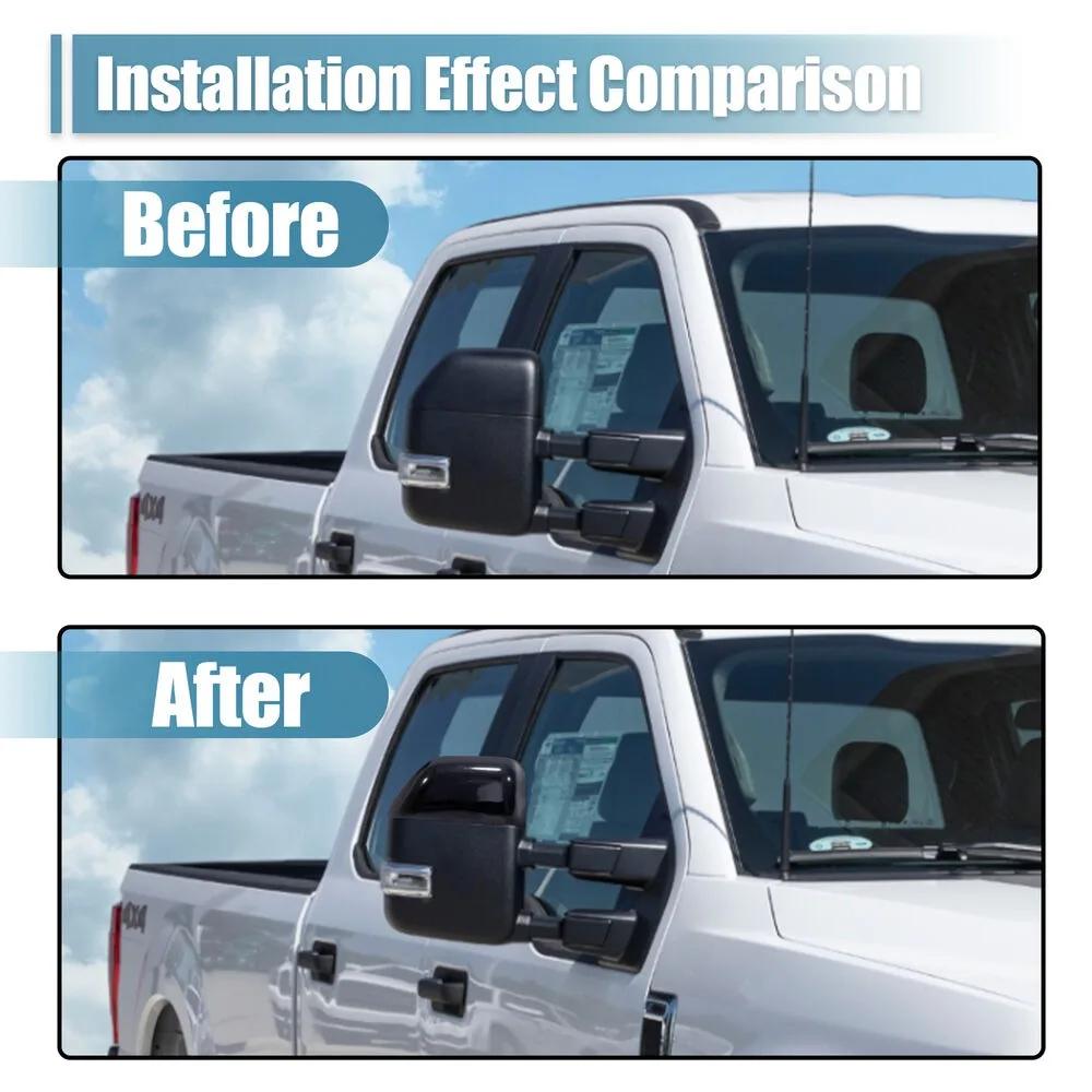 For Ford Super Duty F150 F250 F350 F450 F550 2017-2025 Car Sticker Rearview Side Mirror Cover Wing Cap Exterior Case Trim Black