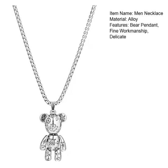 Men Necklace Hip Hop Punk Movable Joints Hypoallergenic High Gloss Gift Fashion Jewelry Robot Bear Pendant Sweater Necklace for Party