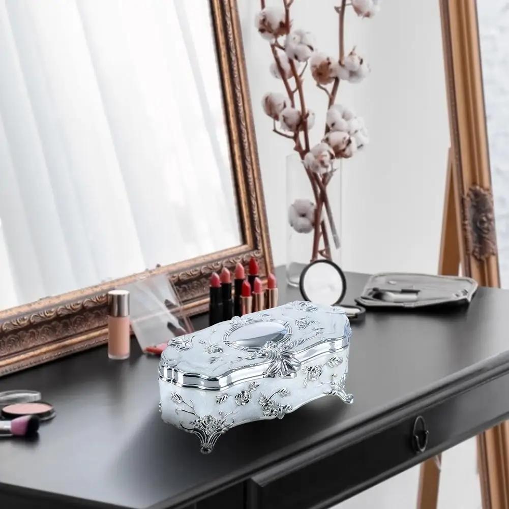 Jewelry Box Innovative European Vintage Princess Small Silver Plated Glazed Jewelry Storage Box Cotton Swab Toothpick