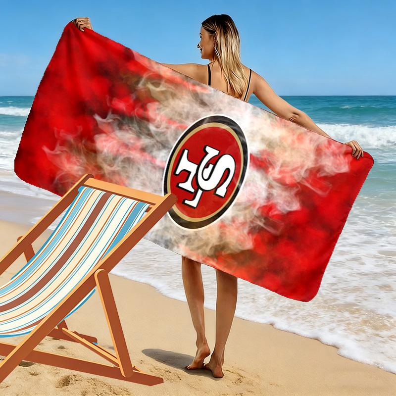 Telo da Spiaggia Stampa San Francisco 49ers, Grande Morbido Asciugatura Rapida per Spiaggia Campeggio Nuoto