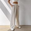 2025 Women's New Summer Breathable and Loose Casual Pants Mid Waist Pure Color All-Match Wide Leg Pants Women