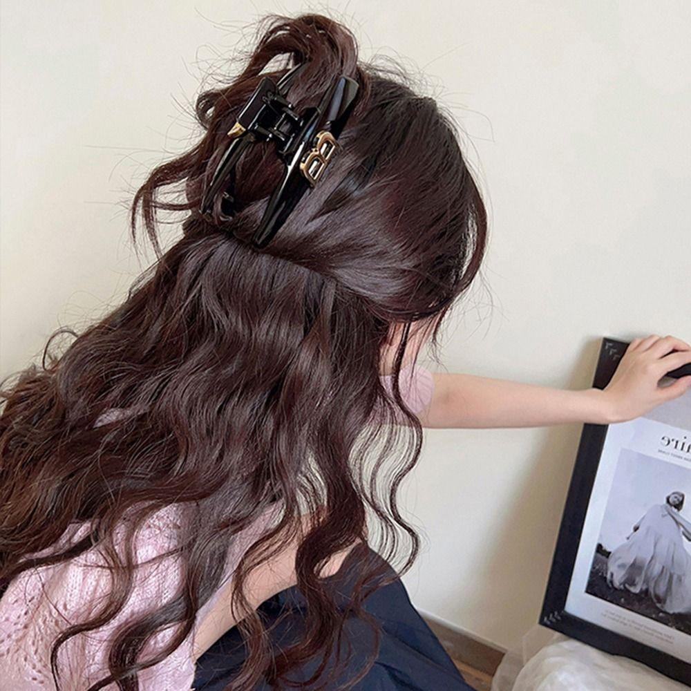 

Acid Large Headdress Korean Style Crab Clip Women Hair Clips Letter B Hair Claw Hair Accessories чёрный