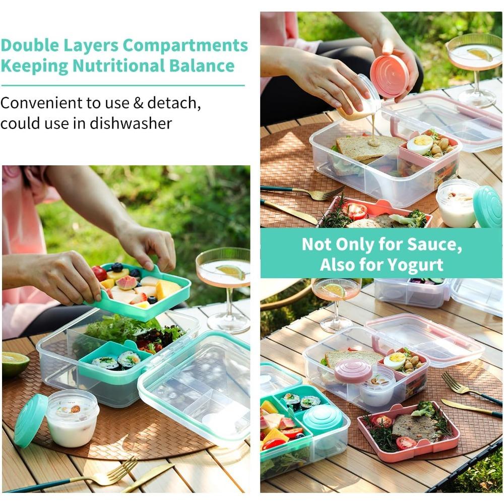 1 szt. Przenośny Dzielony Lunchbox Piknikowy Pojemnik na Sałatkę i Owoce Ręczny Pojemnik na Posiłek dla Dojeżdżających Pojemnik do Przechowywania Żywności dla Studentów