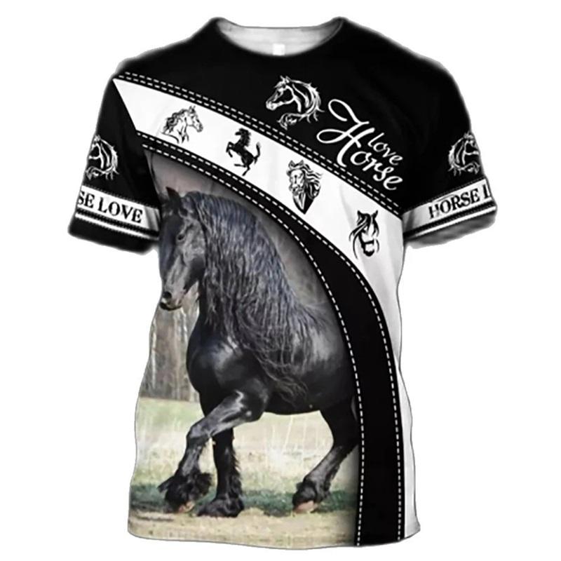 Fashion Love Horse Animal Pattern Tshirt For Men 3D Print Men's Harajuku O-Neck Short Sleeve Oversized Tee Shirts Tops
