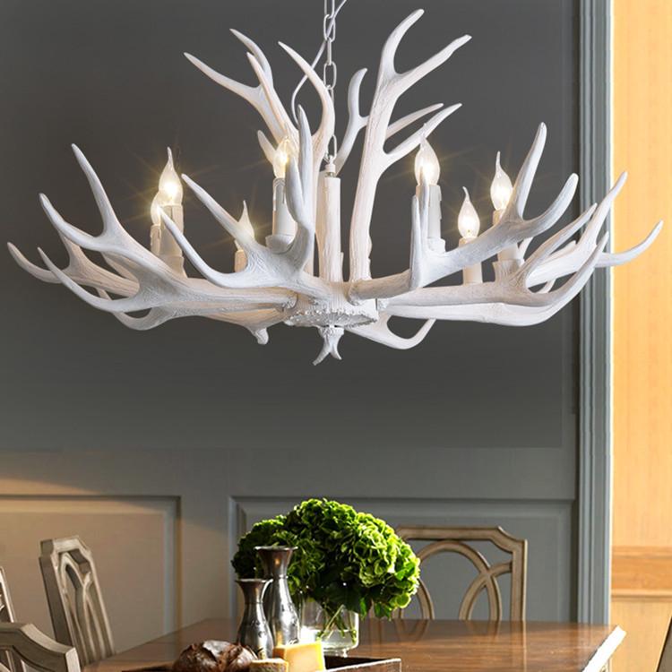 Romantic White Antler Chandelier for Living Room, Bedroom, Bar, or KTV - Rustic Creative Lighting Fixture