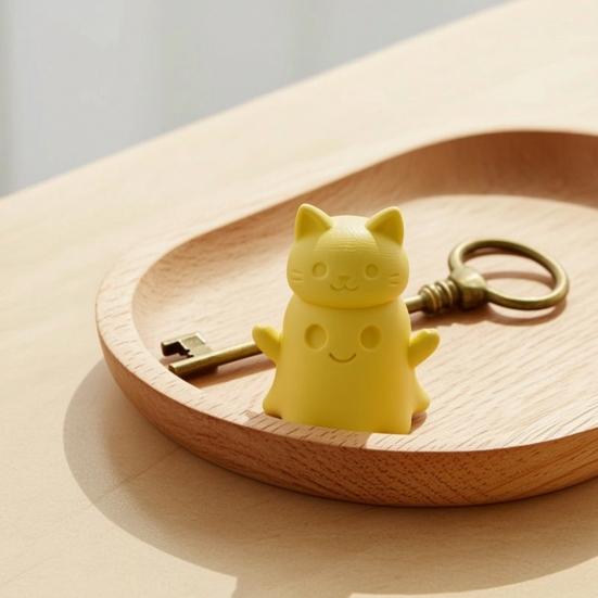 3D Print Ornaments, Cat Ghost Shape, Add Halloween Atmosphere Desktop Decoration, Figurine for Home Office