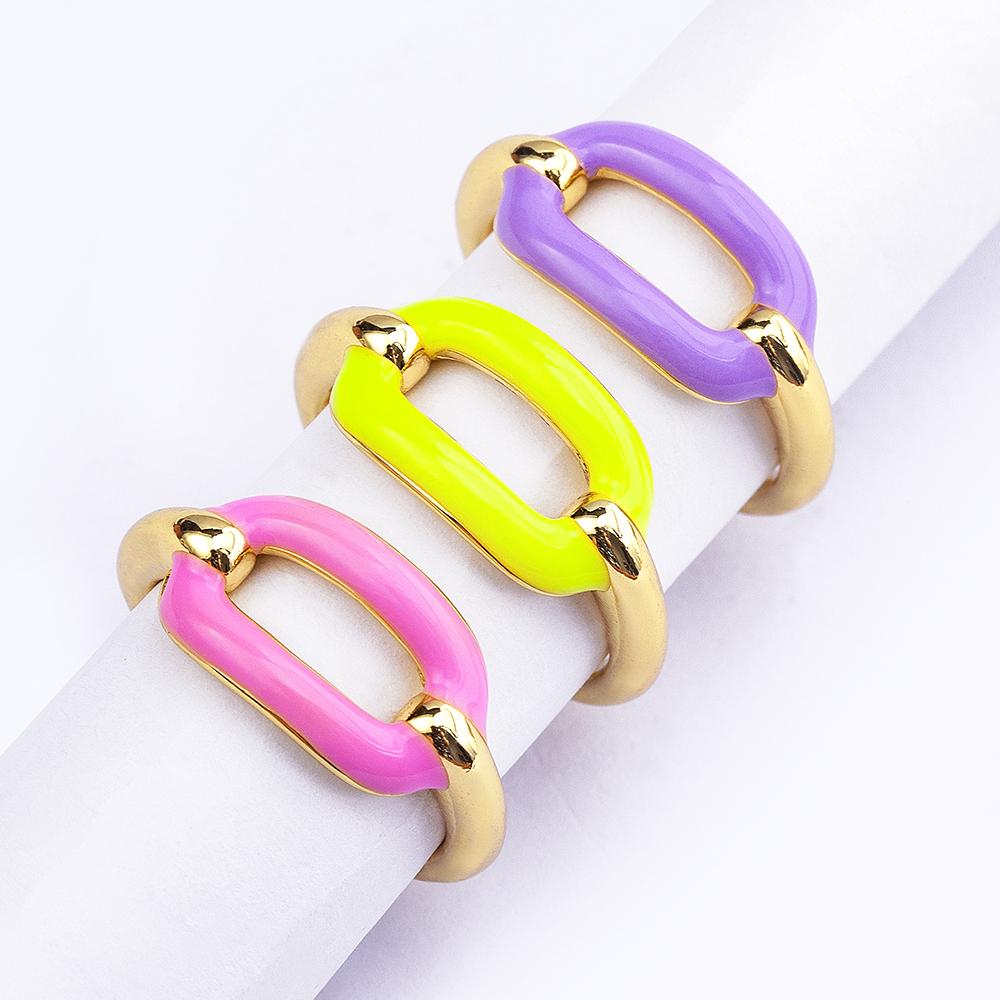 Nidin INS Hot Sale Enamel Multicolor Rings For Women Gold Plated Dripping Oil Open Adjustable Finger Ring Trend Party Jewerly