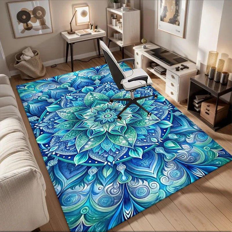 

Blue Lotus Mandala Wall Art: Spiritual Decor for Your Space Office Mat Home Decor Office Desk Chair Carpet for office ph126 60cm by 90cm