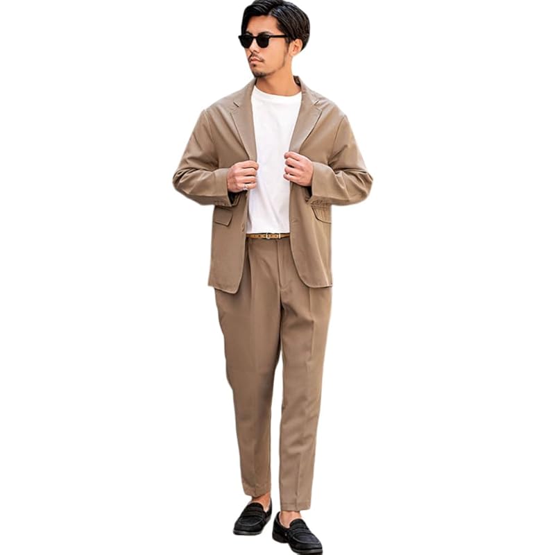 

[SILVER BULLET] set up men s tailored jacket slacks tapered pants slim tight top and bottom Slender Plain color luster suit office business party