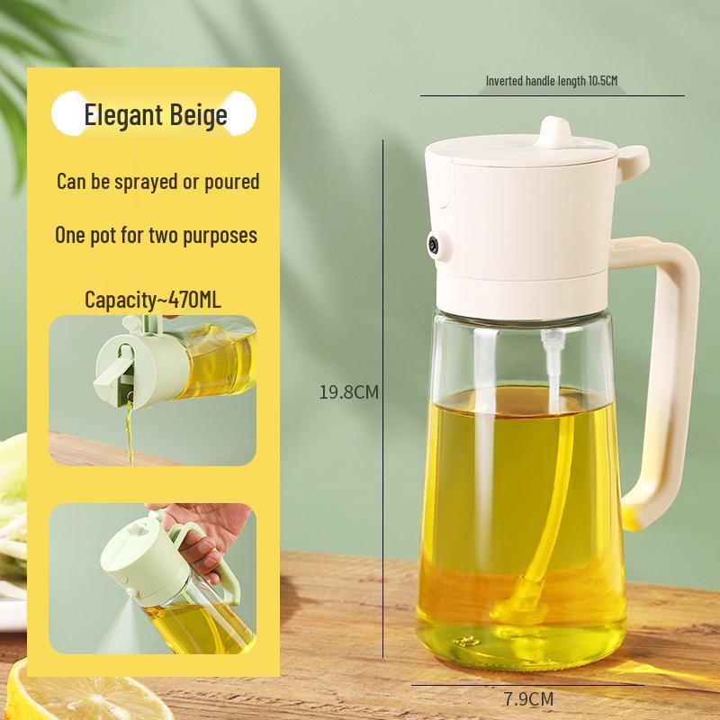470ml Non-Drip Dual-Use Oil Spray & Pour Bottle with Automatic Closure
