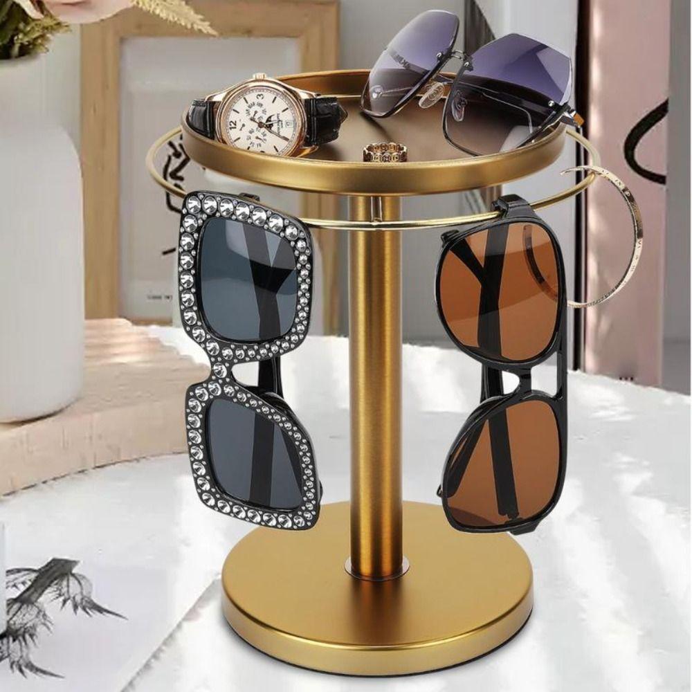 With Tray Eyeglass Display Rack Stainless Steel Sunglasses Holder Glasses Stand Organizer  for Desk