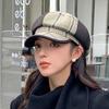 British Retro Light Luxury Octagonal Hat Children's New Autumn and Winter Plaid Splicing Newsboy Hat Fashion Painter Hat