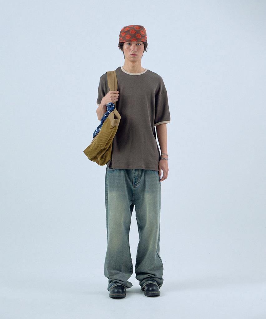 NOISE Waffle Ringer Short Sleeve T-Shirt - Brown