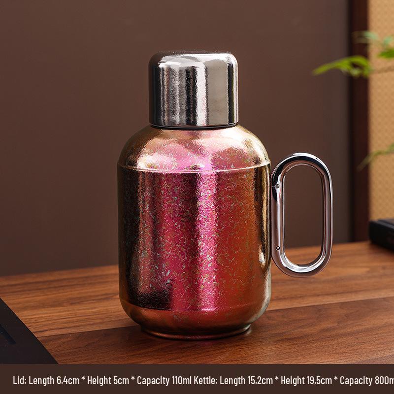 High-End 2026 Pure Titanium Stewed Tea Pot & Large Capacity Thermos Cup Set