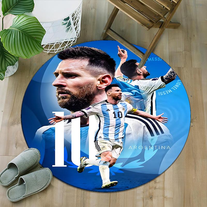 1pc M-Messi5 Carpet, Round Rug, Comfortable, Suitable for Entryways, Living Rooms, Office, And Bedrooms, Christmas Decoration