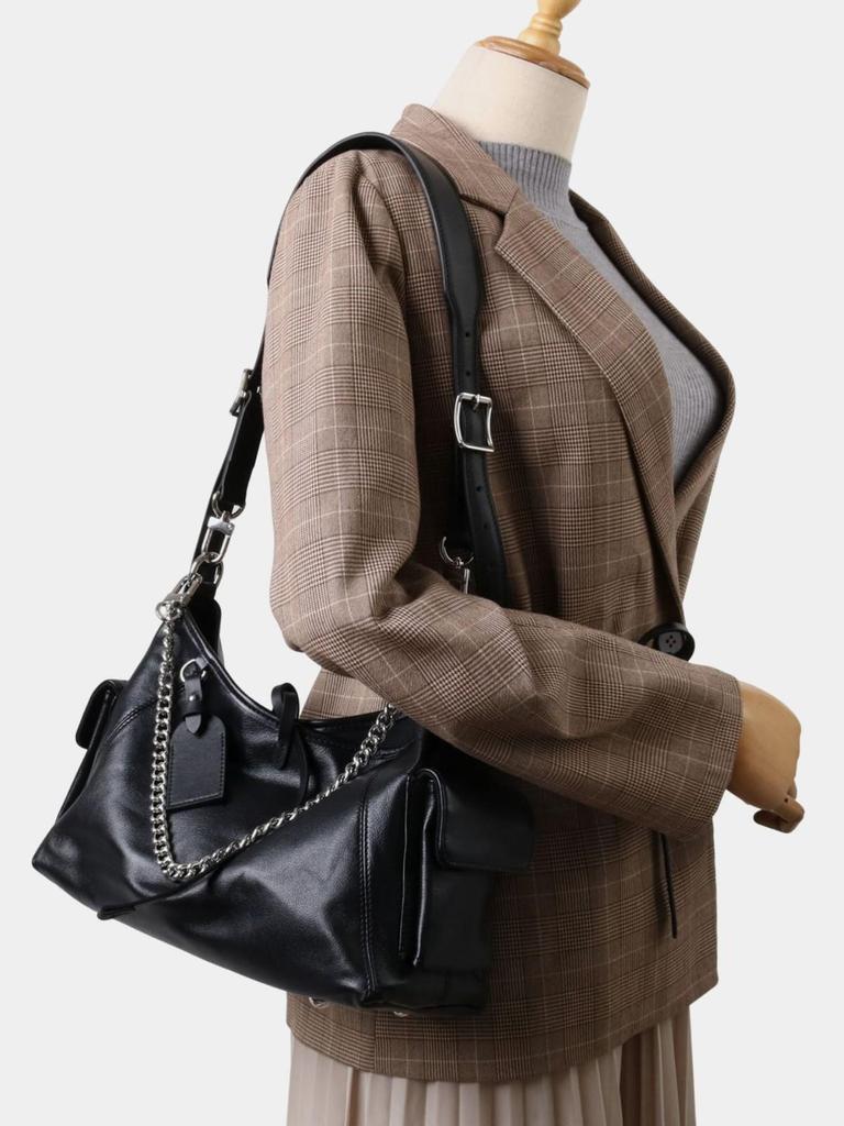 Black Warrior 2025 Women's Genuine Leather Biker Messenger Tote