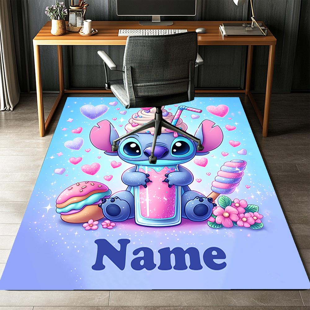 Custom Name Stitch Printed Carpet,Rug for Office Chair Living Room Bedroom Kitchen Room Decor Gifts.
