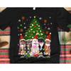 Meowy Christmas Cats Tree T Shirt Funny Cat Lover Xmas Holiday Winter Cute Kitten Santa Hat Vintage Washed Unisex Slightly