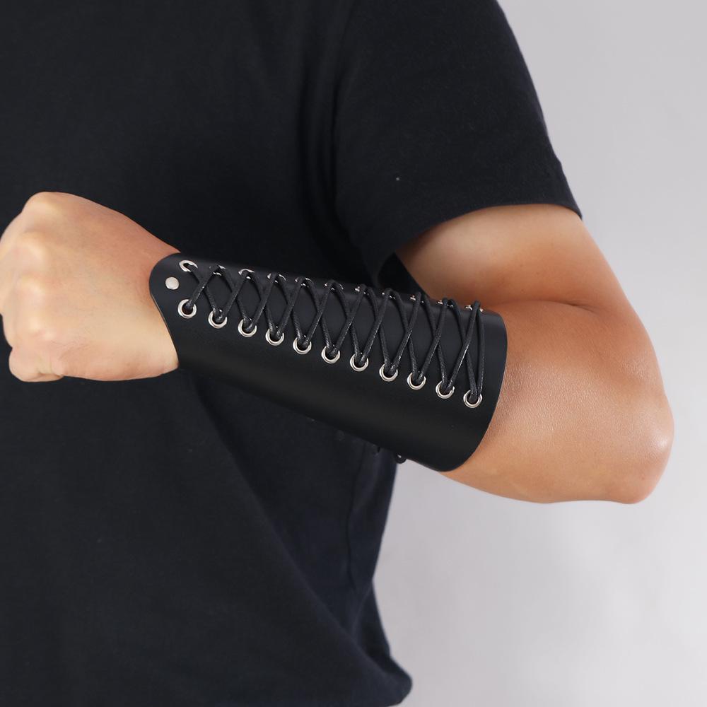 European & American Punk Rock Leather Bracelet - Braided Cord Wristband for Motorcycle Riding