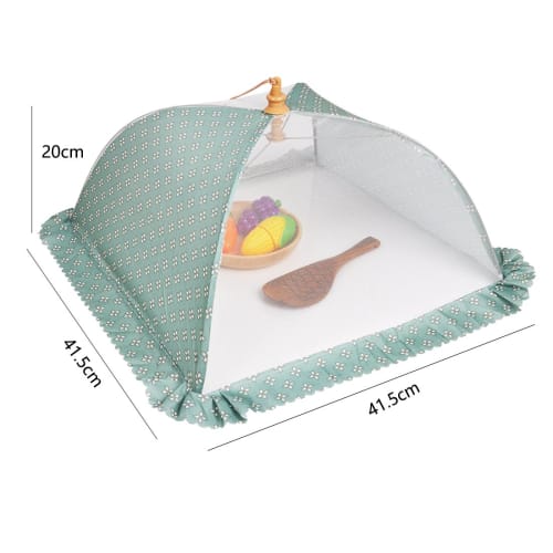 DEWEL Food Cover, Foldable, Washable, Kitchen Umbrella, Fly Screen, Square, Insect and Dust Repellent, Stylish Kitchen Umbrella, 41.5 x 41.5 cm (Green